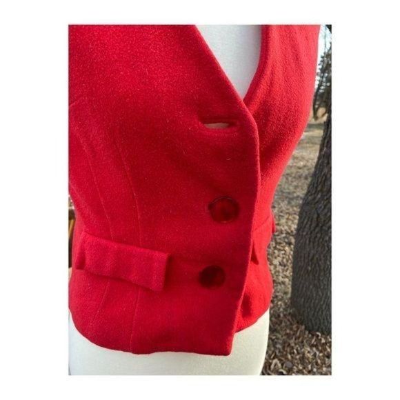 SOLD Vintage 1940s Red Wool Waistcoat Vest Fitted - Picture 8 of 10